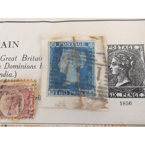 363 - Album of British and World postage stamps to include an imperforated two penny blue (plate letters N... 