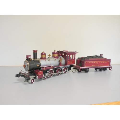 202 - Bachmann. Large G Scale ''Thunderbolt Express'' model locomotive with Atchison Topeka Santa Fe open ... 