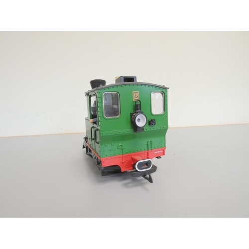 204 - LGB. No. 20212 0-4-0 loco running no. 2 red chassis, green cab, black boiler. ... 