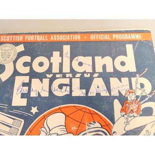 396 - Scotland vs England 3rd April 1954 football programme signed by six players of the England team. Nam... 