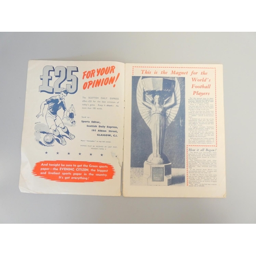 396 - Scotland vs England 3rd April 1954 football programme signed by six players of the England team. Nam... 