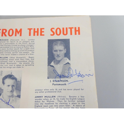 396 - Scotland vs England 3rd April 1954 football programme signed by six players of the England team. Nam... 