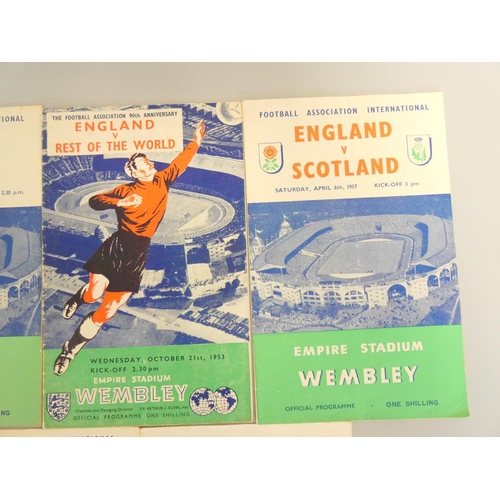 397 - Collection of England FA Cup football programmes to include England VS USSR 22 Oct 1958, England VS ... 