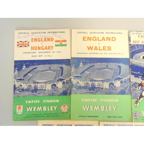 397 - Collection of England FA Cup football programmes to include England VS USSR 22 Oct 1958, England VS ... 