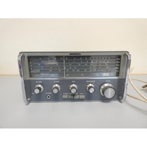 406 - Eddystone - An Eddystone EC10 radio receiver in grey case with five dials to front and headphones po... 