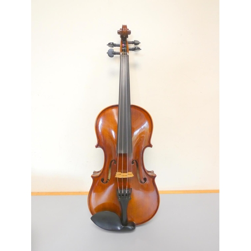 413 - Contemporary 3/4 violin by Antoni, spruce top with one piece maple back. With case and bow.