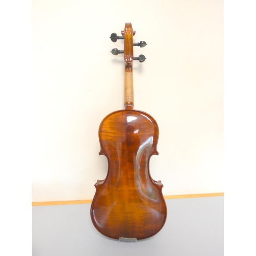 413 - Contemporary 3/4 violin by Antoni, spruce top with one piece maple back. With case and bow.