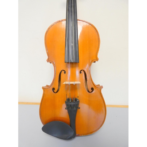 422 - 4/4 Skylark violin, spruce top with two piece maple back. With case and bow.