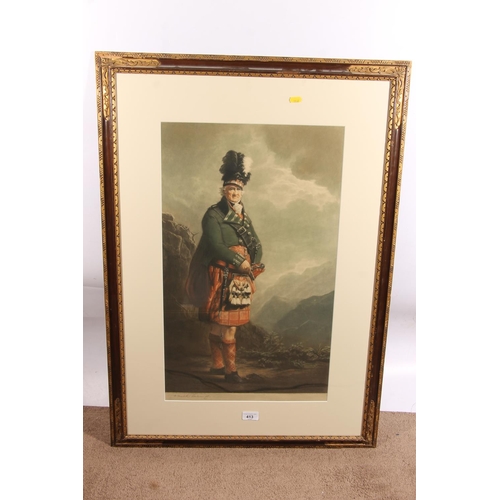 413 - After SIR HENRY RAEBURN RA (1756-1823), The McNab, coloured print, pencil signed 'H MacBeth Raeburn'... 