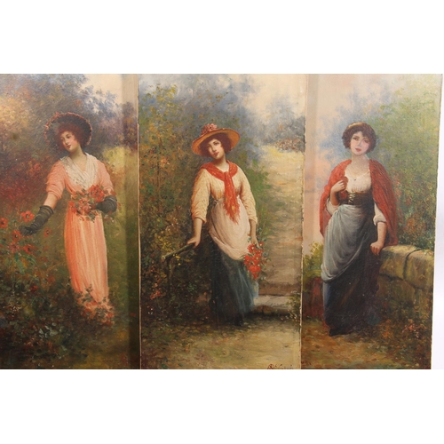 486 - JAMES STUART MCCOLVIN (British 1864-1920), three portraits of ladies, oil paintings on canvas, signe... 