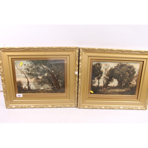 494 - After JEAN BAPTISTE CAMILLE COROT (French 1796-1875), pair of prints, 22cm x 30cm, gilt frames 39cm ... 