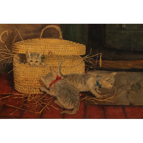 412 - HARRINGTON MANN, kittens, oil painting on canvas, signed lower right, dated indistinctly, possibly 1... 