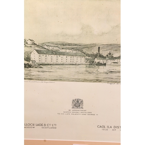 419 - WILFRED CRAWFORD APPLEBEY, Caol Ila Distillery (Bulloch Lade & Co Limited) advert print, 35cm x ... 