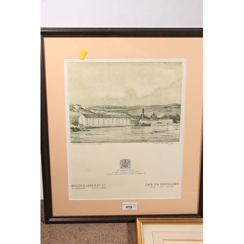 419 - WILFRED CRAWFORD APPLEBEY, Caol Ila Distillery (Bulloch Lade & Co Limited) advert print, 35cm x ... 