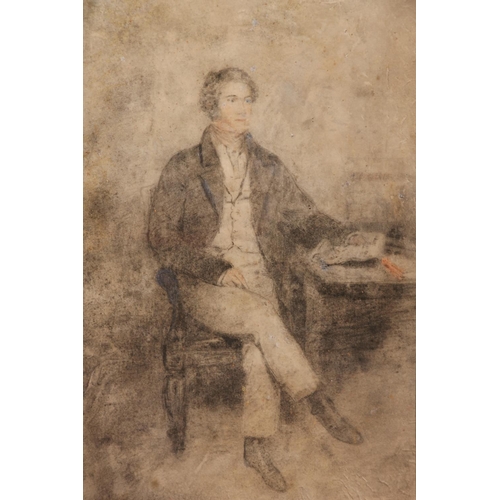 420 - 19TH CENTURY SCHOOL, portrait of William Clarke, pencil drawing, signed indisinctly William Bedoes? ... 