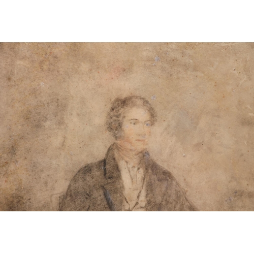 420 - 19TH CENTURY SCHOOL, portrait of William Clarke, pencil drawing, signed indisinctly William Bedoes? ... 