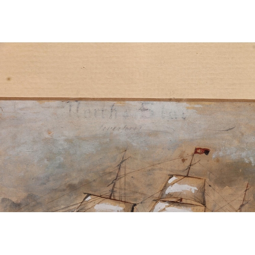 430 - 19TH CENTURY SCHOOL, North & Star Imperial triple masted sailing ship, gouache, 17cm x 21cm, fra... 