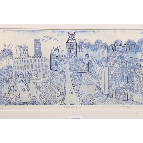 445 - MICHAEL MCVEIGH (Scottish b1957), Linlithgow, blue tone etching, pencil signed lower right, limited ... 