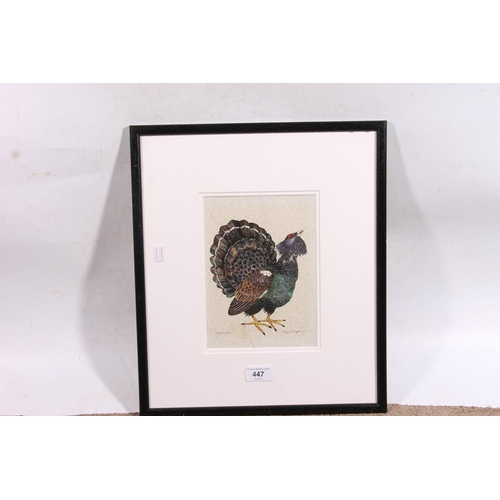 447 - MAGGIE RIEGLER (Scottish 1944-2018), Capercaillie, watercolour, signed and dated '95 lower right, 21... 