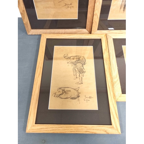 281 - Dannulta (?)Three black crayon studies on buff paper.Signed and dated Dec. (19)12.Each 30cm x 19cm.A... 