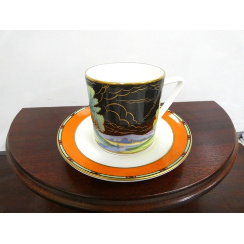 152 - Limited Edition, Royal Worcester Art Deco collection, Blue Lagoon cup and saucer.