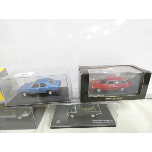 158 - Various boxed diecast including Passat, Triumph Herald, Hillman Avenger and Fiat 128.