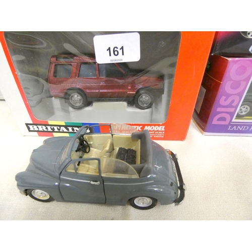 161 - Three diecast collectable Land Rovers including Britains Discovery, Redbox Discovery etc and three u... 