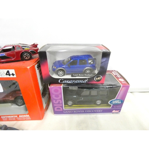 161 - Three diecast collectable Land Rovers including Britains Discovery, Redbox Discovery etc and three u... 