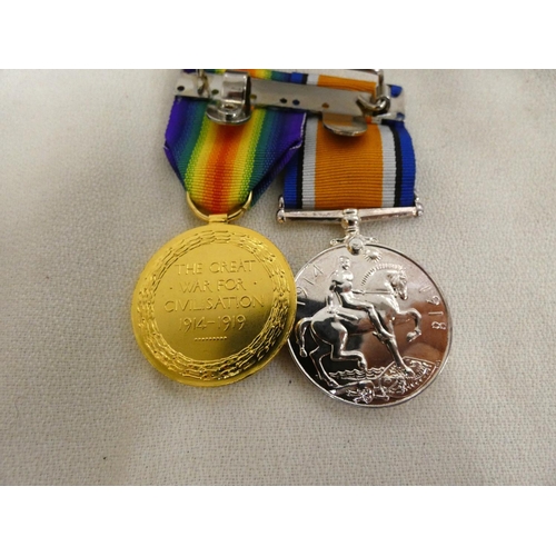 168 - Replica WW1 medals for Pte J B Hall.