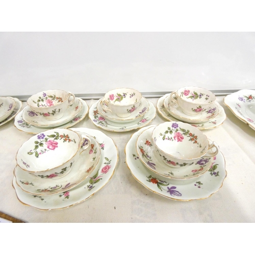 187 - Antique floral decorated part teaset.