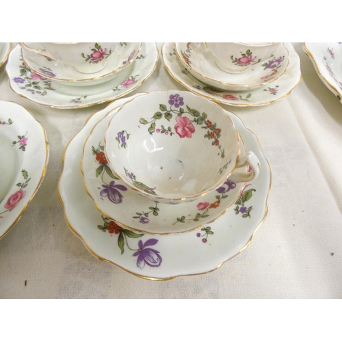 187 - Antique floral decorated part teaset.