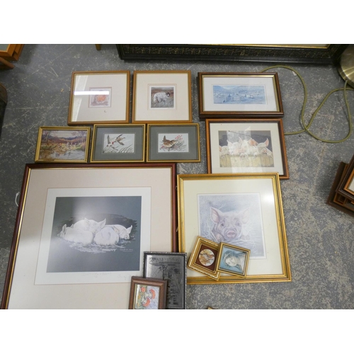 191 - Large box of vintage animal prints, some limited editions by Alex Clarke.