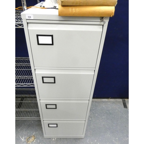 224 - Metal four drawer filing cabinet.