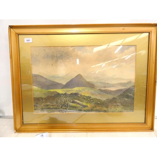 245 - Large gilt frame watercolor instinctively signed.