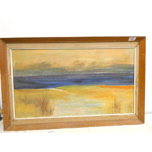 246 - Russell Seashore oil on canvas 39cm x 70cm signed and dated 1970.