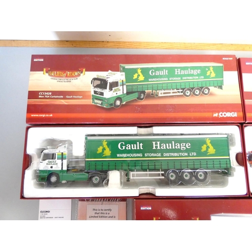 119 - Corgi Classics. Three boxed Hauliers of Renown models to include MAN TGA Curtainside Gault Haulage C... 