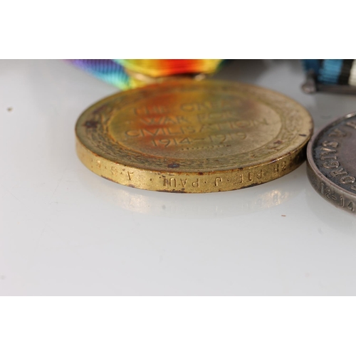 1245 - Medals of T2-14138 Private John Paul of the Army Service Corps comprising WWI war medal and victory ... 