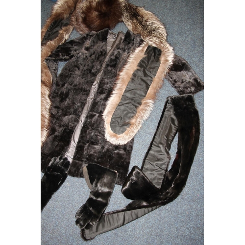 318 - Ladies fur jacket, tippet and hat.