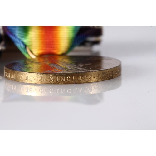 1225 - Medals of 30394 Private G Sinclair of the Kings Own Scottish Borderers KOSB comprising WWI war medal... 