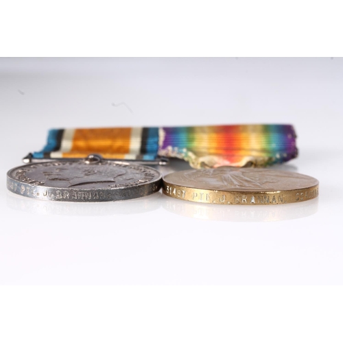 1233 - Medals of 31497 Private J Brannan of the Gordon Highlanders comprising WWI war medal and victory med... 