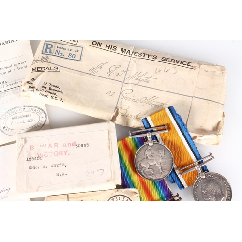 1246 - Possible family medal group comprising medals of 103314 Robert Thomas Whyte comprising WWI war medal... 