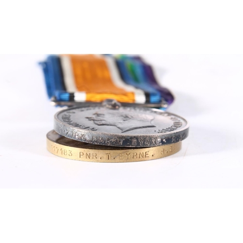 1273 - Medals of 117183 Pioneer T Byrne of the Royal Engineers comprising WWI war medal, victory medal and ... 