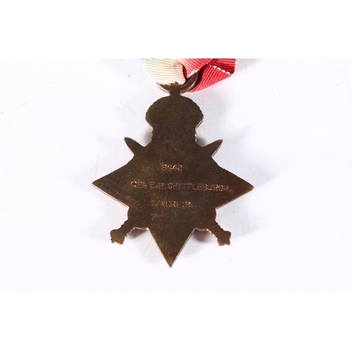 1329 - Medal of 8642 Corporal E H Chittleburgh of the 1st Battalion Norfolk Regiment comprising WWI 1914 Mo... 