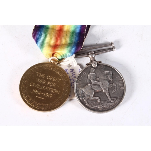 1350 - Medals of GS-3353 Private W Crombie of the 1st The Royal Dragoons, comprising WWI war medal and vict... 