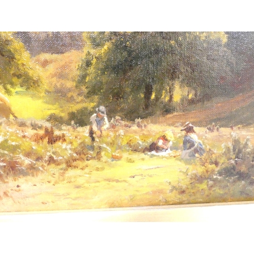 252 - Edward Henry Holder (British 1847-1922)English Country scene with figures having a picnic to the for... 