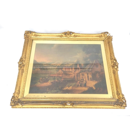 266 - Flemish School 19th CenturyRiver and Landscape scene with figuresOil on canvas48cm x 64cm.... 