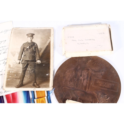 1171 - Medals of 20102 Private John Albert Fawcett of the 9th Battalion West Yorkshire Regiment (Prince of ... 