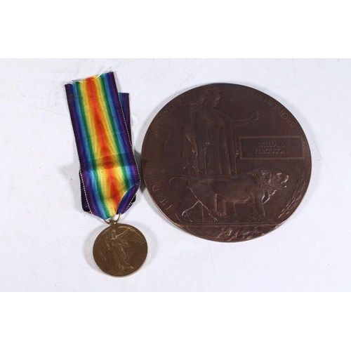 1177 - Medals of 19471 Warrant Officer 2nd Class William Ferguson of the Royal Scots comprising WWI death p... 