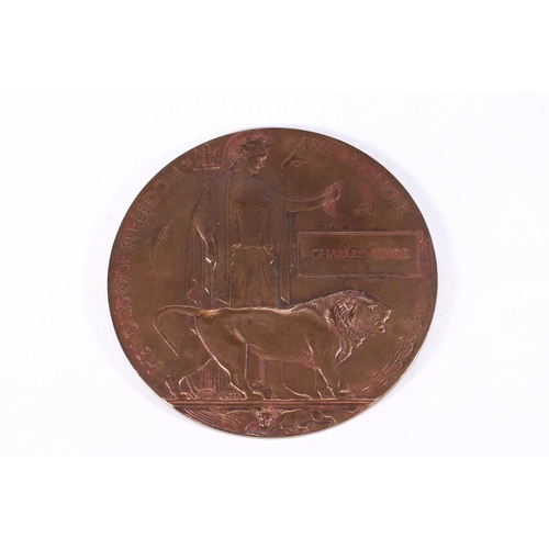 1190 - Medal of Charles Bryce comprising WWI death plaque [CHARLES BRYCE], probably that of 2707 Private Ch... 