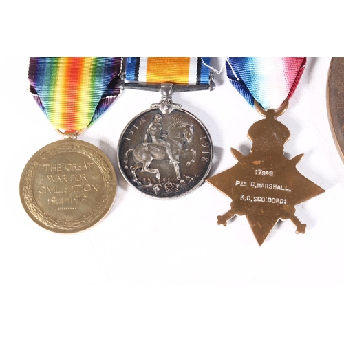 1194 - Medals of 17946 Private Clifford Marshall of B Company 1st Battalion Kings Own Scottish Borderers KO... 